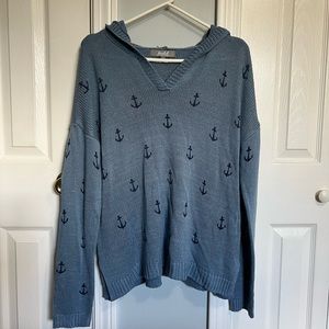 ⚓️💙 Marled Women’s Nautical lightweight hooded sweater. Size Large